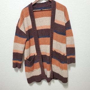 American Eagle Cardigan Stripe brown orange knit open front